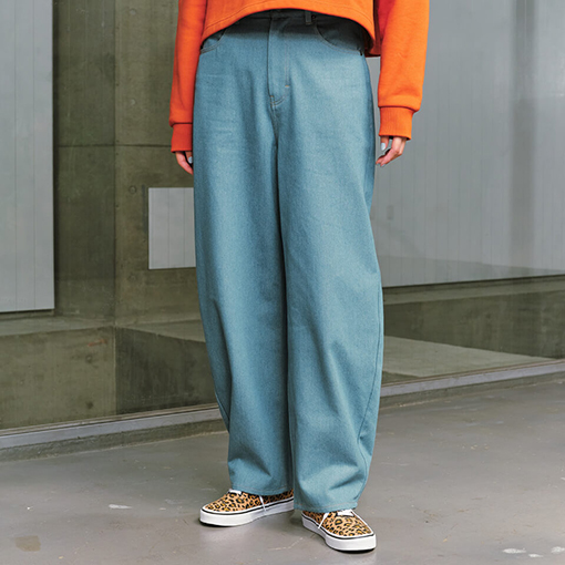 W denim curve pants