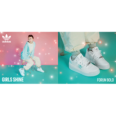 ��ԃV���[�Y�ɃW���G���ŃA�N�Z���g adidas Originals�uGIRLS SHINE�v�o�� �r�W���A�����f���ɎO���H�߂�����N�p 1��19��(��)���ABC-MART�y�ь����I�����C���X�g�A�ɂČ��J